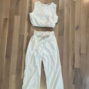 White Two Piece Pants Set